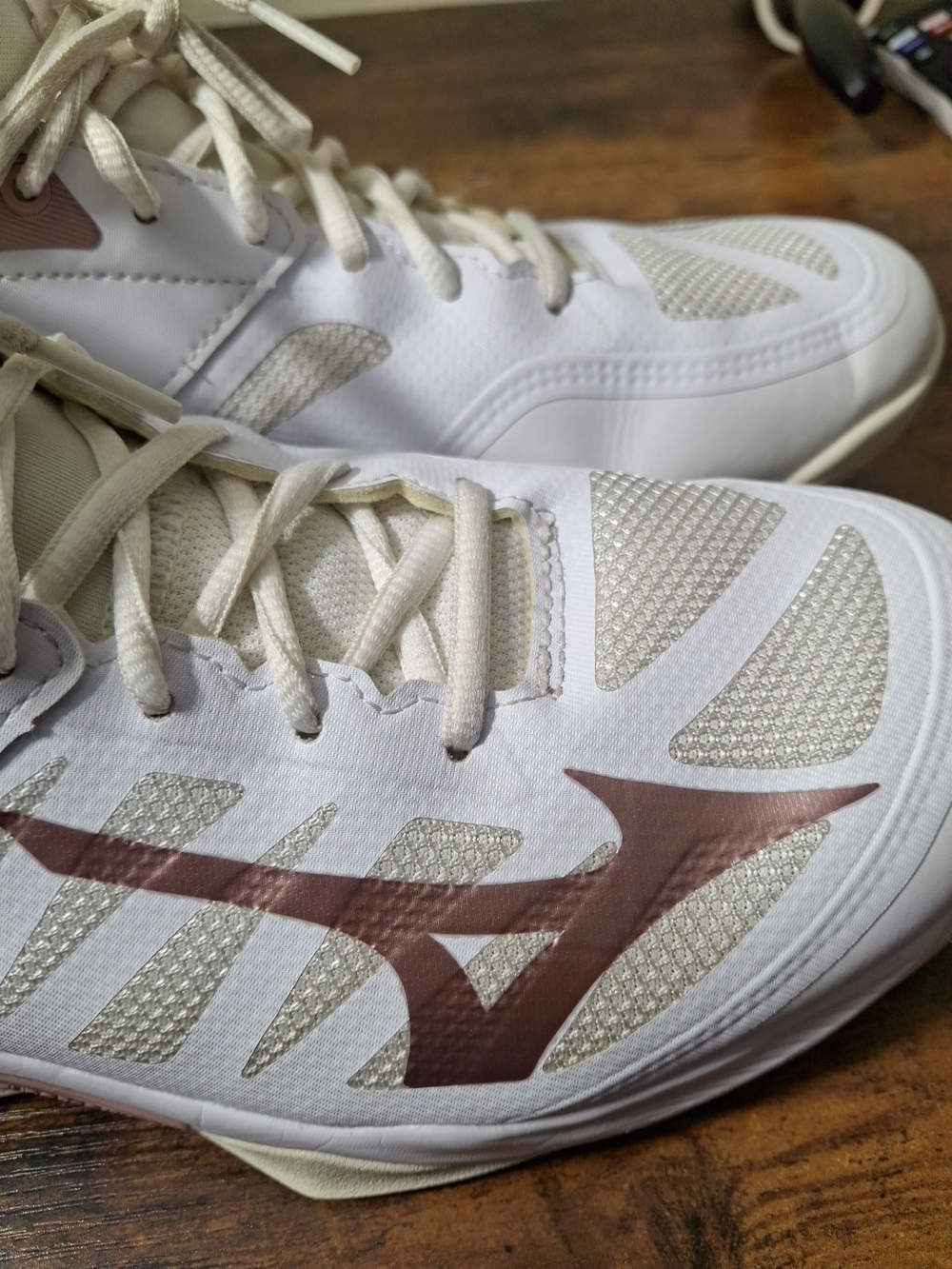 Mizuno Volleyball Shoes in White and Rose Gold - Picture 9 of 10